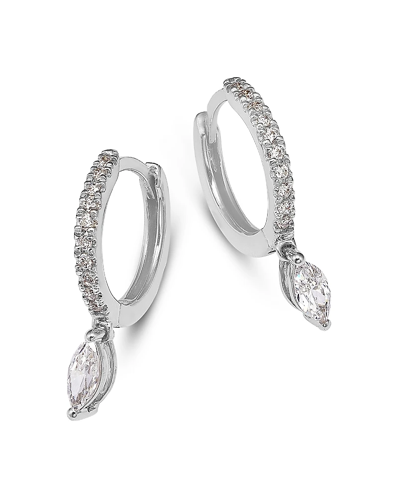 Bloomingdale's Fine Collection Diamond Marquis & Round Dangle Huggie Hoop Earrings