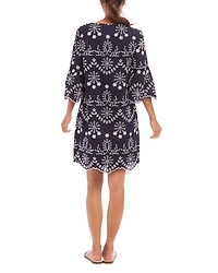Flare Sleeve Embroidered Dress
