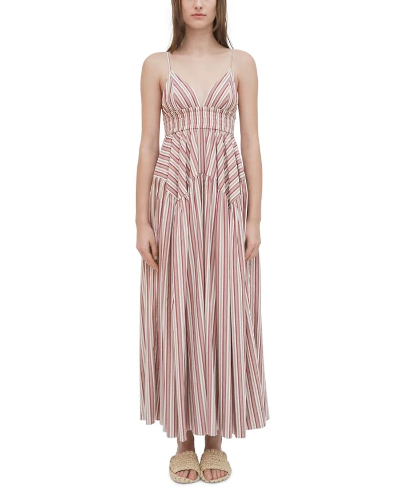 Striped V Neck Maxi Dress