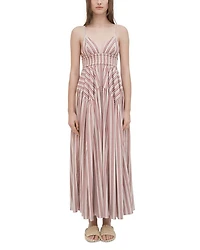 Striped V Neck Maxi Dress