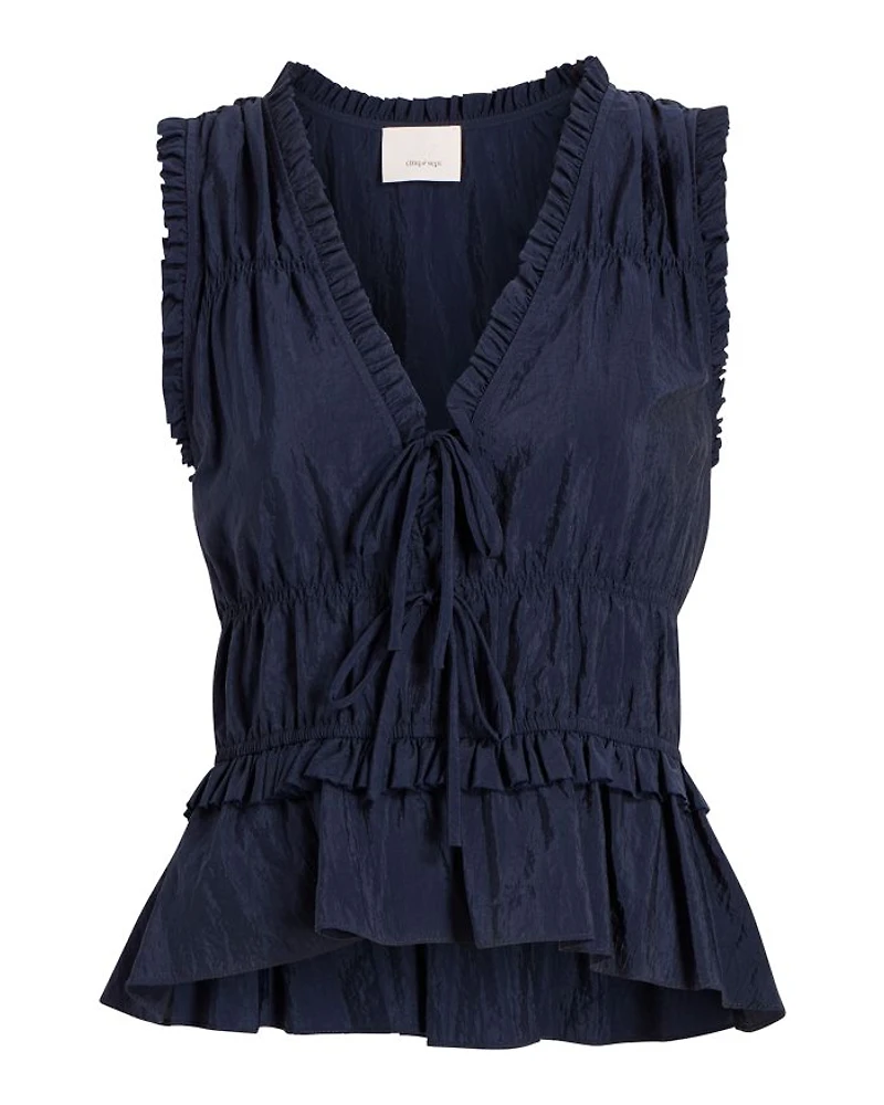 Taylum V Neck Ruffle Peplum Top