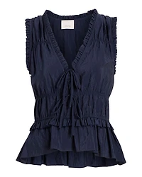 Taylum V Neck Ruffle Peplum Top