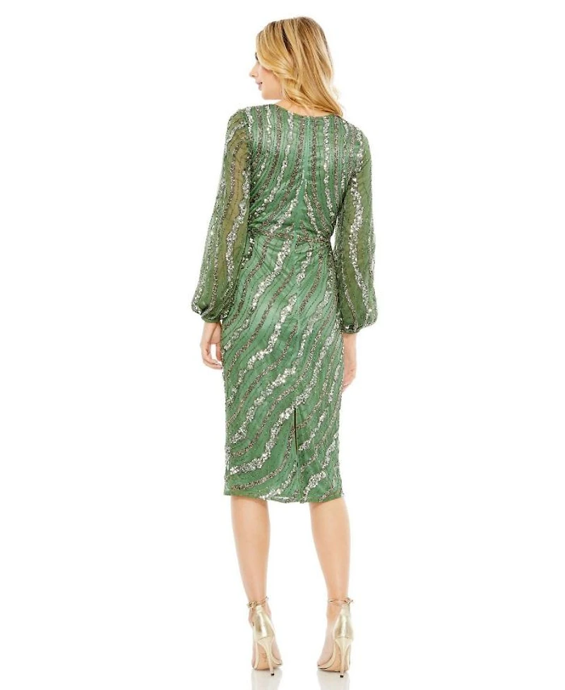 Embellished Long Sleeve Midi Dress