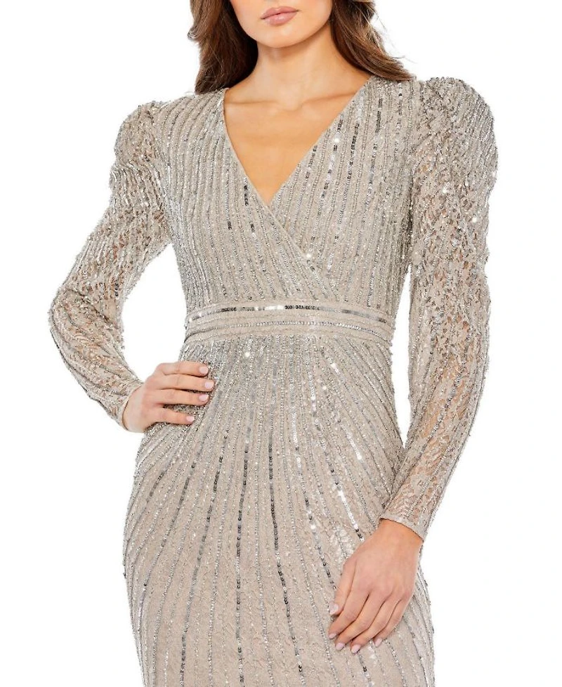 Beaded Lace Long Sleeve Dress