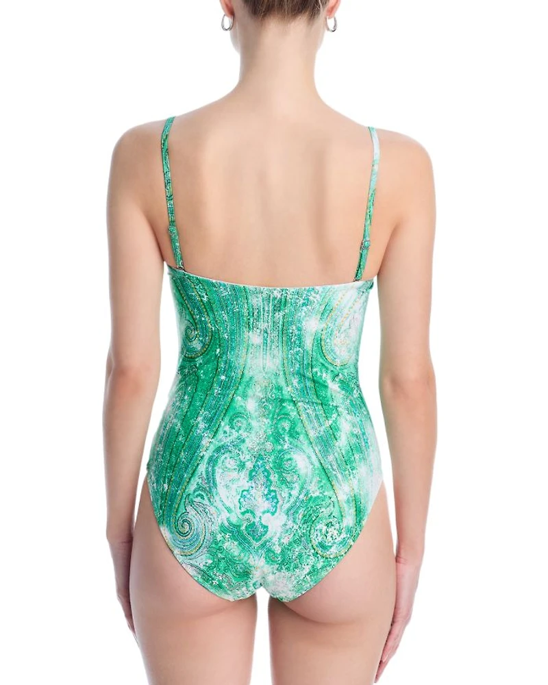 Printed U Wire One Piece Swimsuit