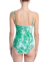 Printed U Wire One Piece Swimsuit