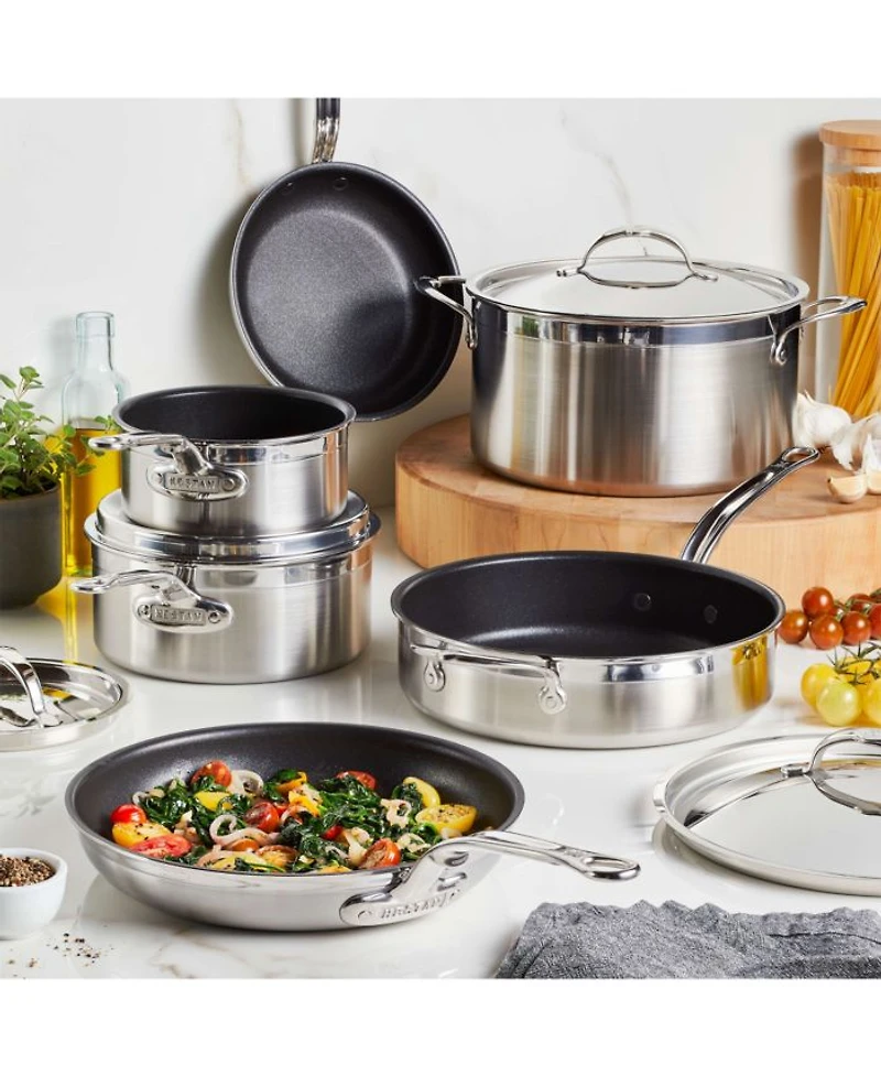 ProBond® Forged 10-Piece Professional Clad Stainless Steel Cookware Set with TITUM® Nonstick