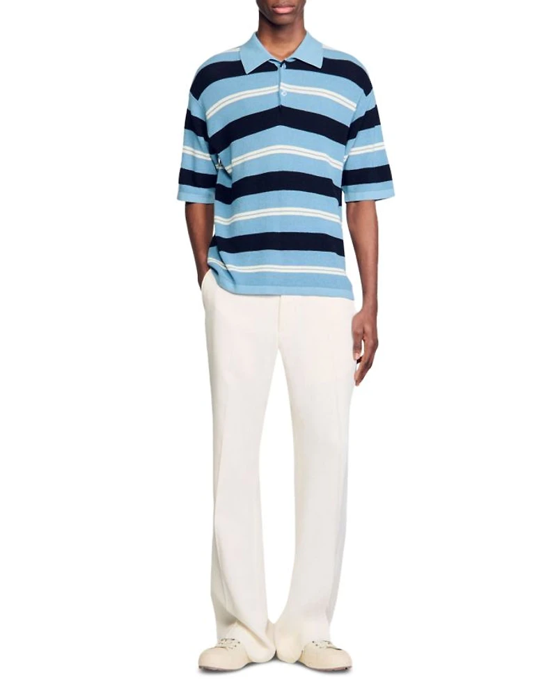 Stripy Knit Polo Shirt