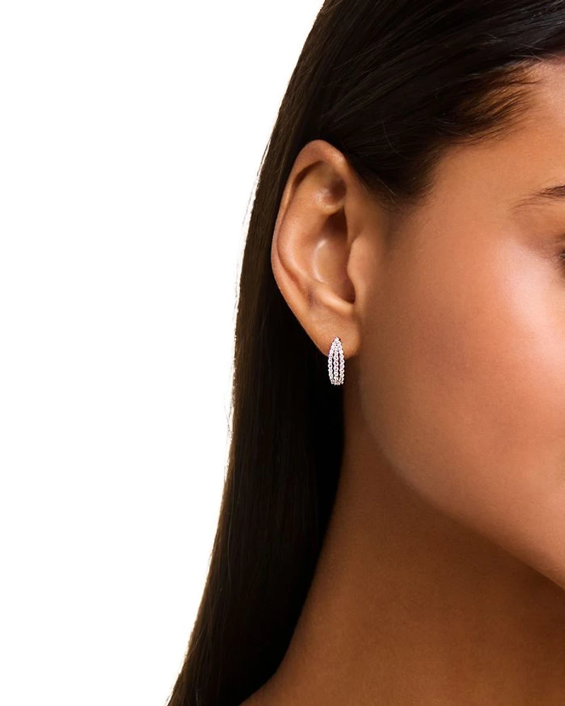 Diamond Huggie Hoop Earrings in 14K White Gold