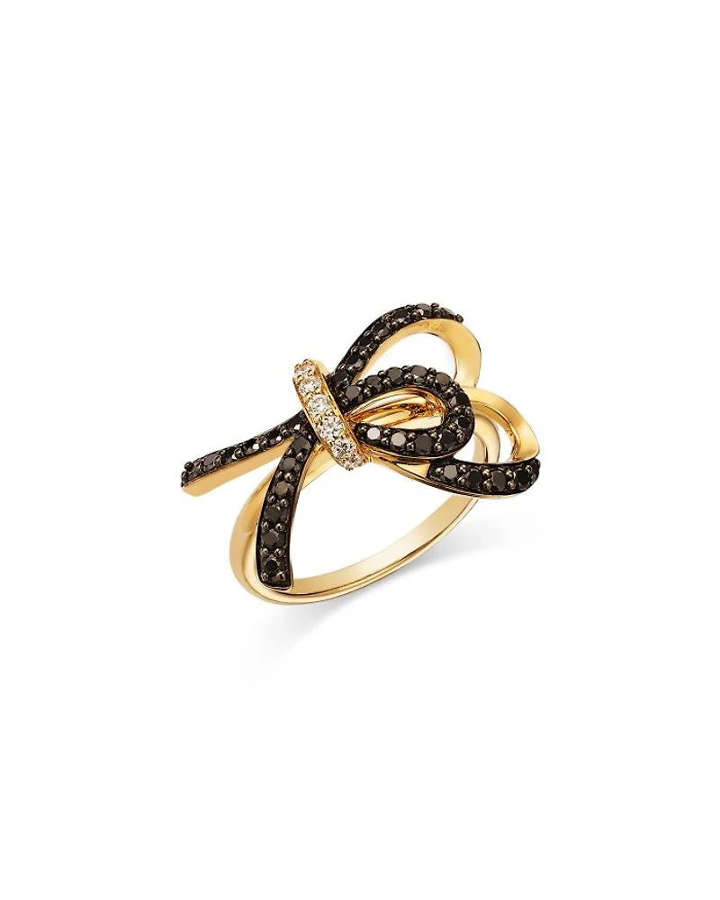 Black & White Diamond Ring in 14K Yellow Gold, 0.68 tcw
