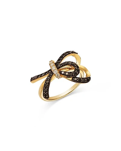 Black & White Diamond Ring in 14K Yellow Gold, 0.68 tcw