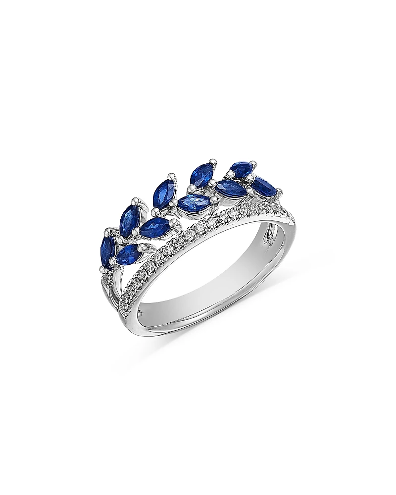 Bloomingdale's Fine Collection Blue Sapphire & Diamond Double Row Ring