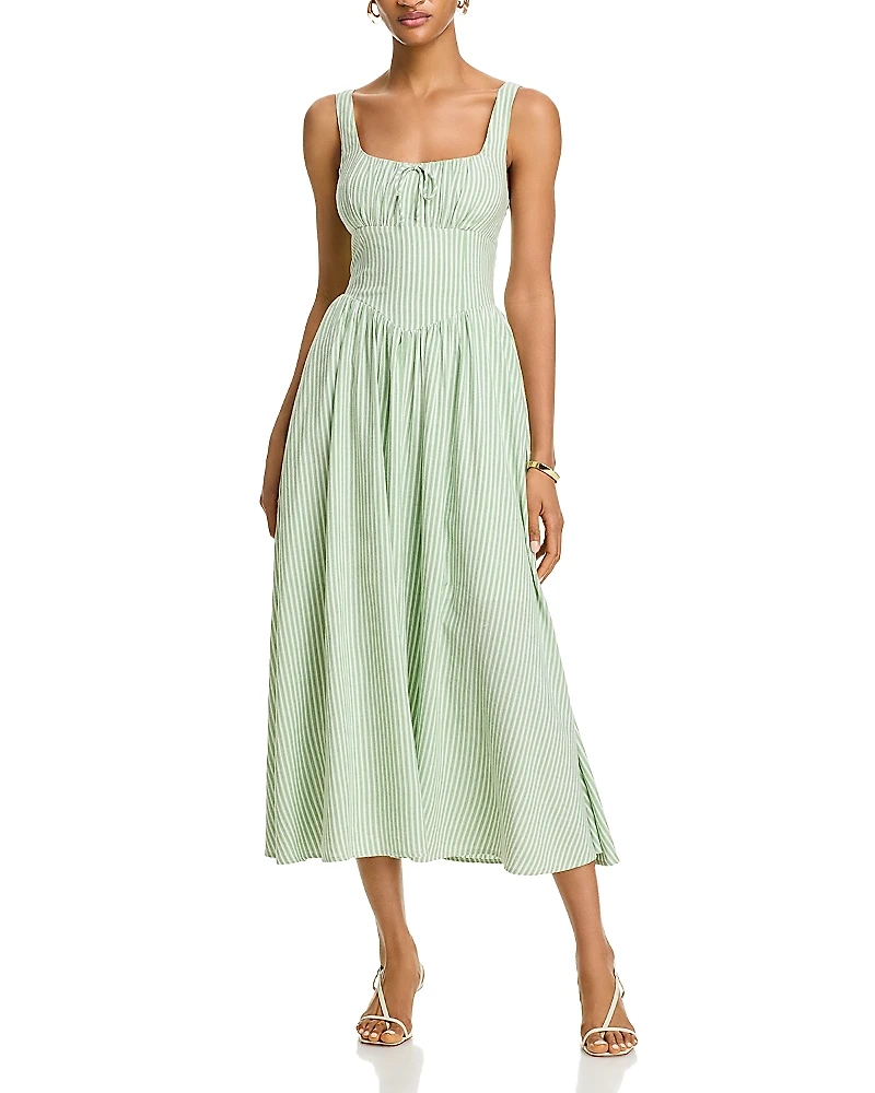 Moon River Corset Poplin Midi Dress