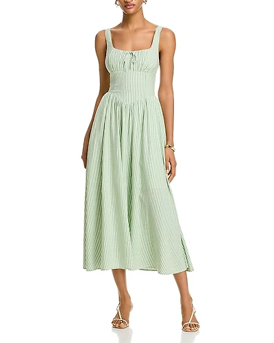 Moon River Corset Poplin Midi Dress