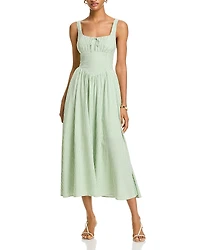 Moon River Corset Poplin Midi Dress