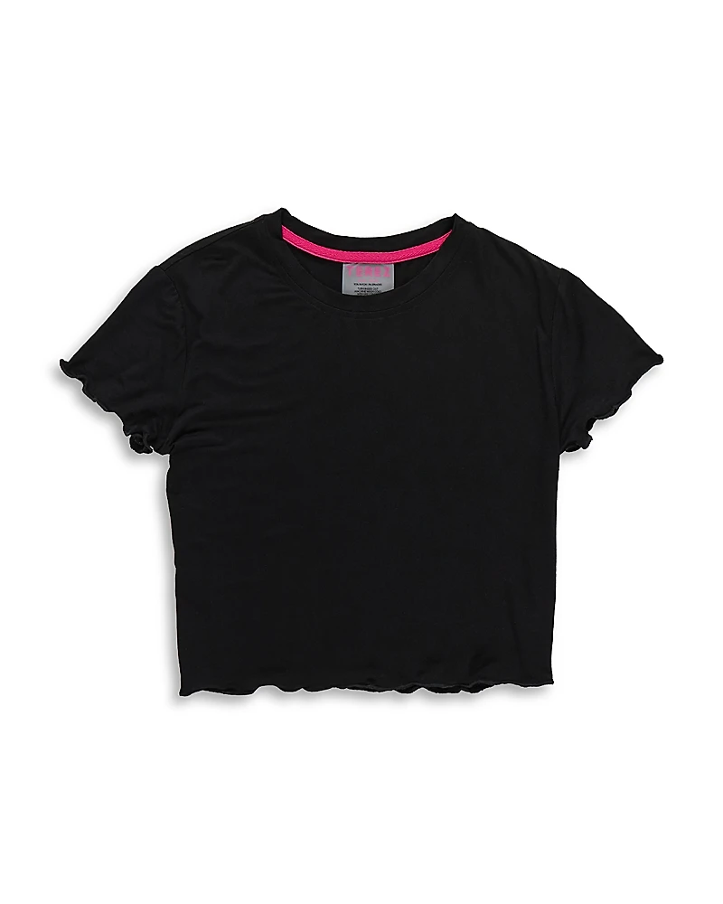 Terez Girls' Short Sleeve Lettuce Edge Tee - Little Kid