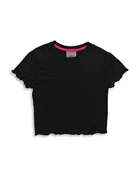 Terez Girls' Short Sleeve Lettuce Edge Tee - Little Kid