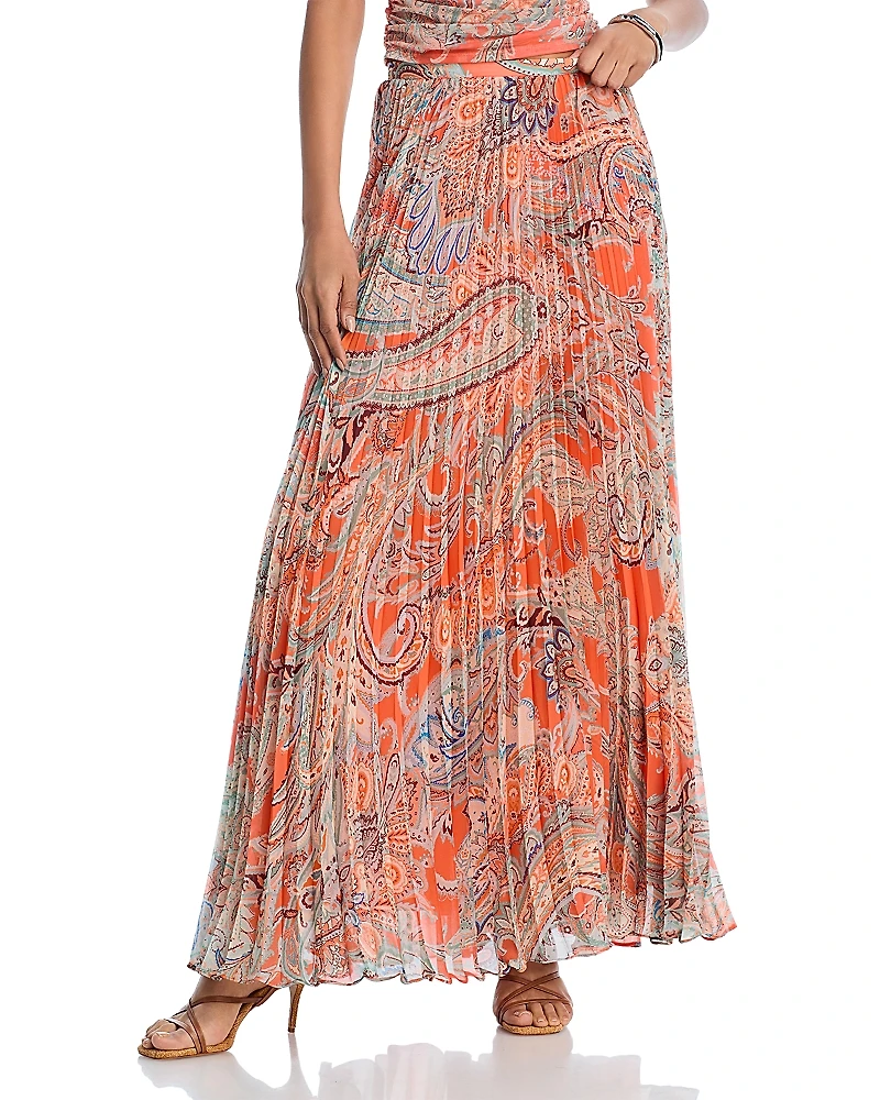 L'Agence Torin Pleated Maxi Skirt