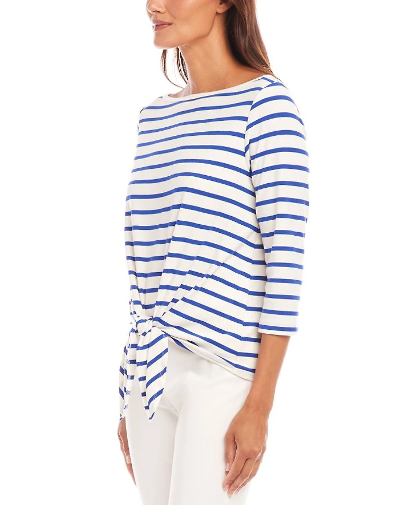 Striped Tie Front Top