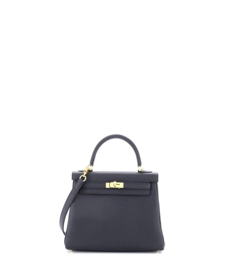 Kelly 25 Handbag Black Togo with Gold Hardware