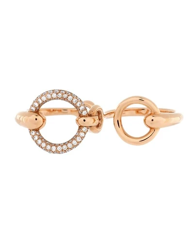 Large Filet d'Or Double Ring 18K Rose Gold with Diamonds