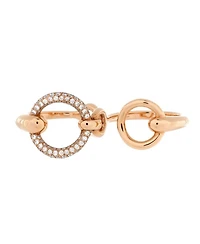 Large Filet d'Or Double Ring 18K Rose Gold with Diamonds