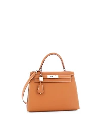 Kelly 28 Handbag Brown Epsom with Palladium Hardware