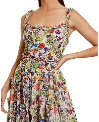 Ruffle Floral Sweetheart Neck Gown