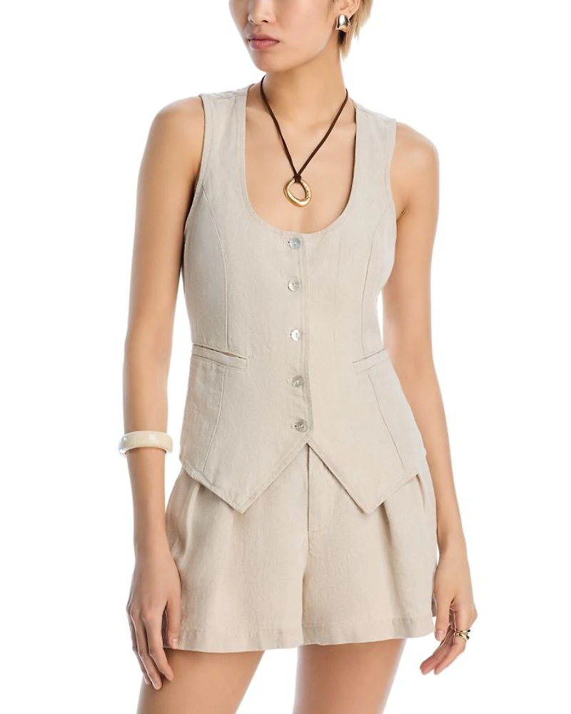Scoop Neck Linen Vest