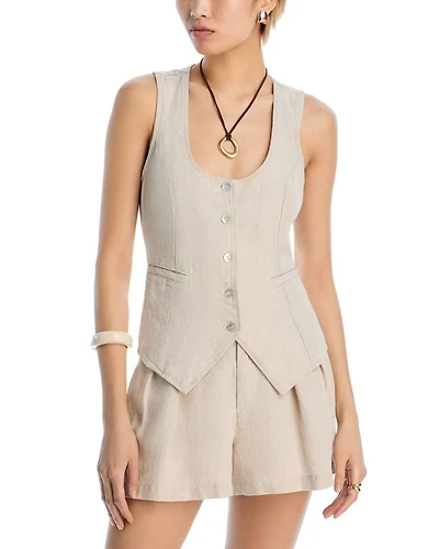 Scoop Neck Linen Vest