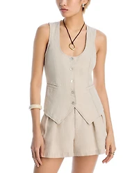 Scoop Neck Linen Vest