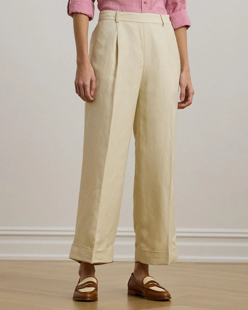 Linen Blend Twill Wide Leg Pant
