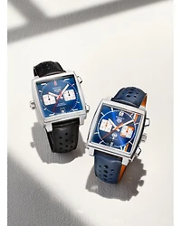 Monaco Calibre 11 Automatic Men's Blue Leather Chronograph, 39mm