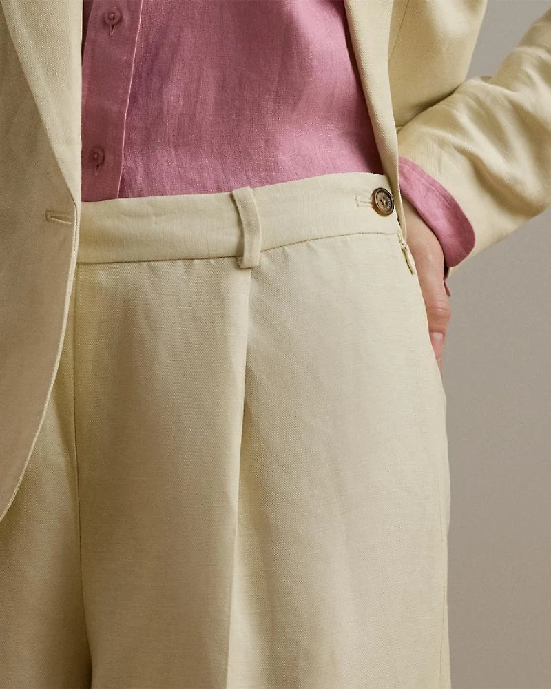 Linen Blend Twill Wide Leg Pant