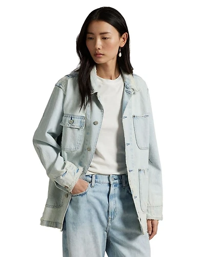 Distressed Denim Utility Jacket