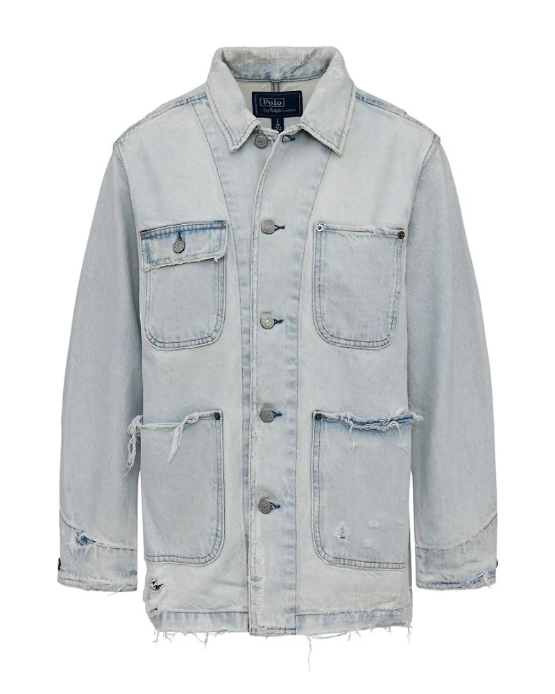 Distressed Denim Utility Jacket