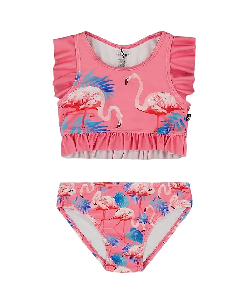 Deux par Deux Girls' Printed Two-Piece Swimsuit with Frills - Big Kid