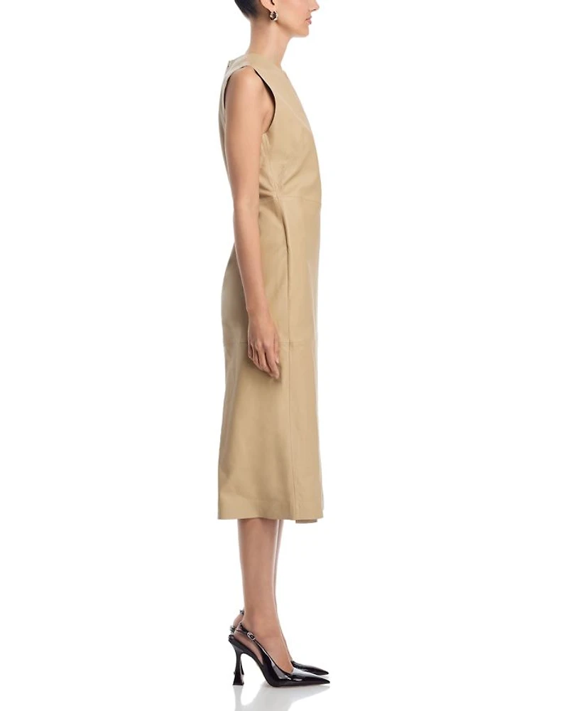 Syesha Leather Surplice Midi Dress