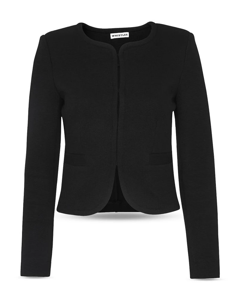 Collarless Jersey Jacket