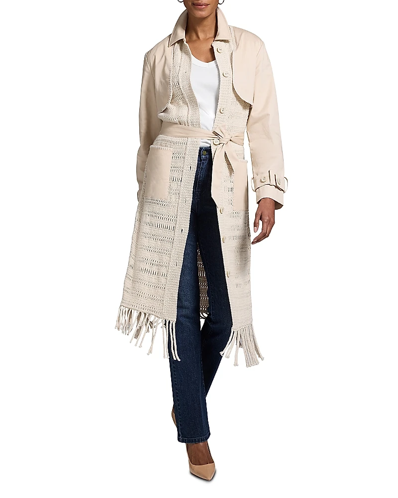 Nic+Zoe Mixed Media Fringe Knit Jacket