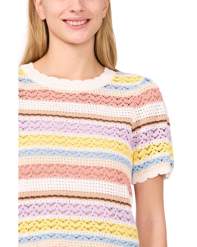 Pointelle Stripe Top