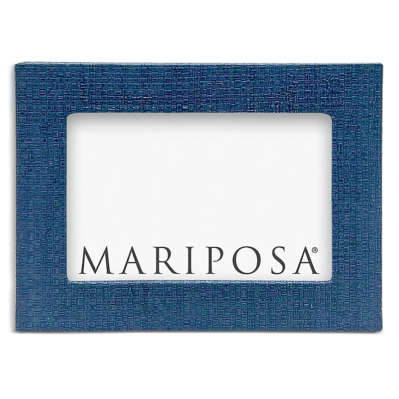 Mariposa Indigo Blue Faux Grasscloth Frame