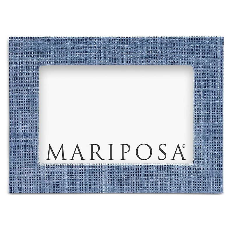 Mariposa Heather Blue Faux Glasscloth Frame, 4 x 6