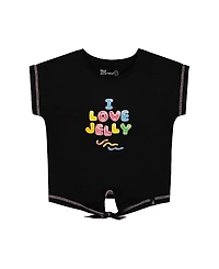 Deux par Girls' Organic Cotton Tee with Print and Knot - Little Kid