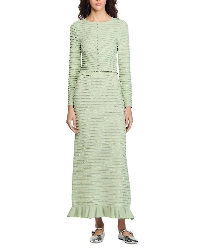 Rhinestone Knit Maxi Skirt