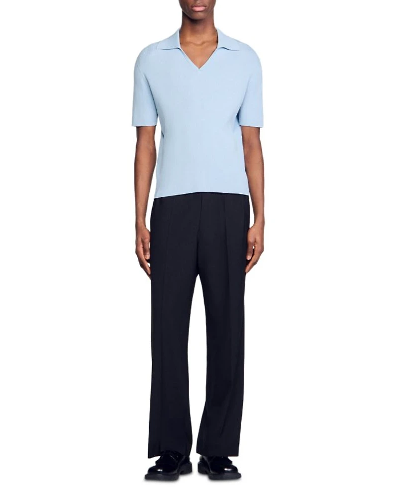 Rib Knit Polo Shirt