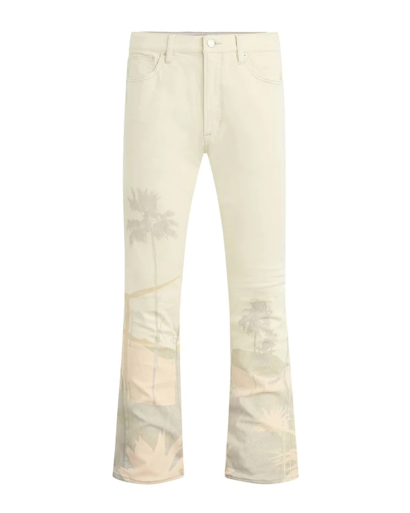 Walker Kick Flare Straight Fit Distressed Jeans Natural Desert White