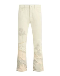 Walker Kick Flare Straight Fit Distressed Jeans Natural Desert White