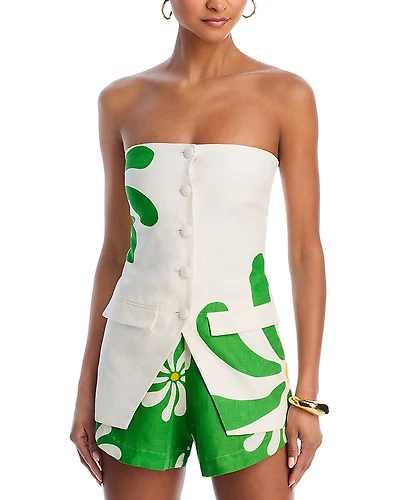 Cala de la Cruz Milos Linen Strapless Vest