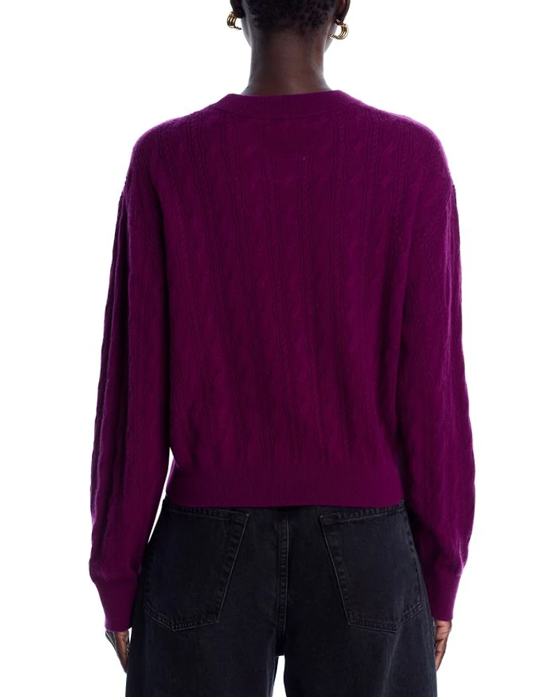 Cashmere Cable Collegiate Crewneck Sweater
